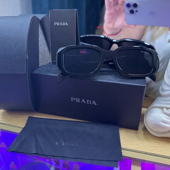 Prada Black Oversized Rectangular Sunglasses - Picture 9 of 16